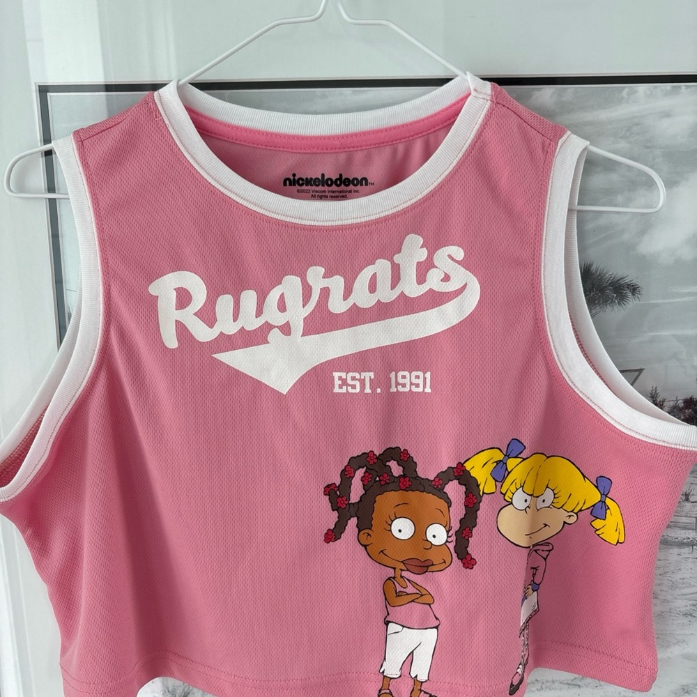 Rugrats Y2K Pink Crop Tank Top Nickelodeon Graphic Size M